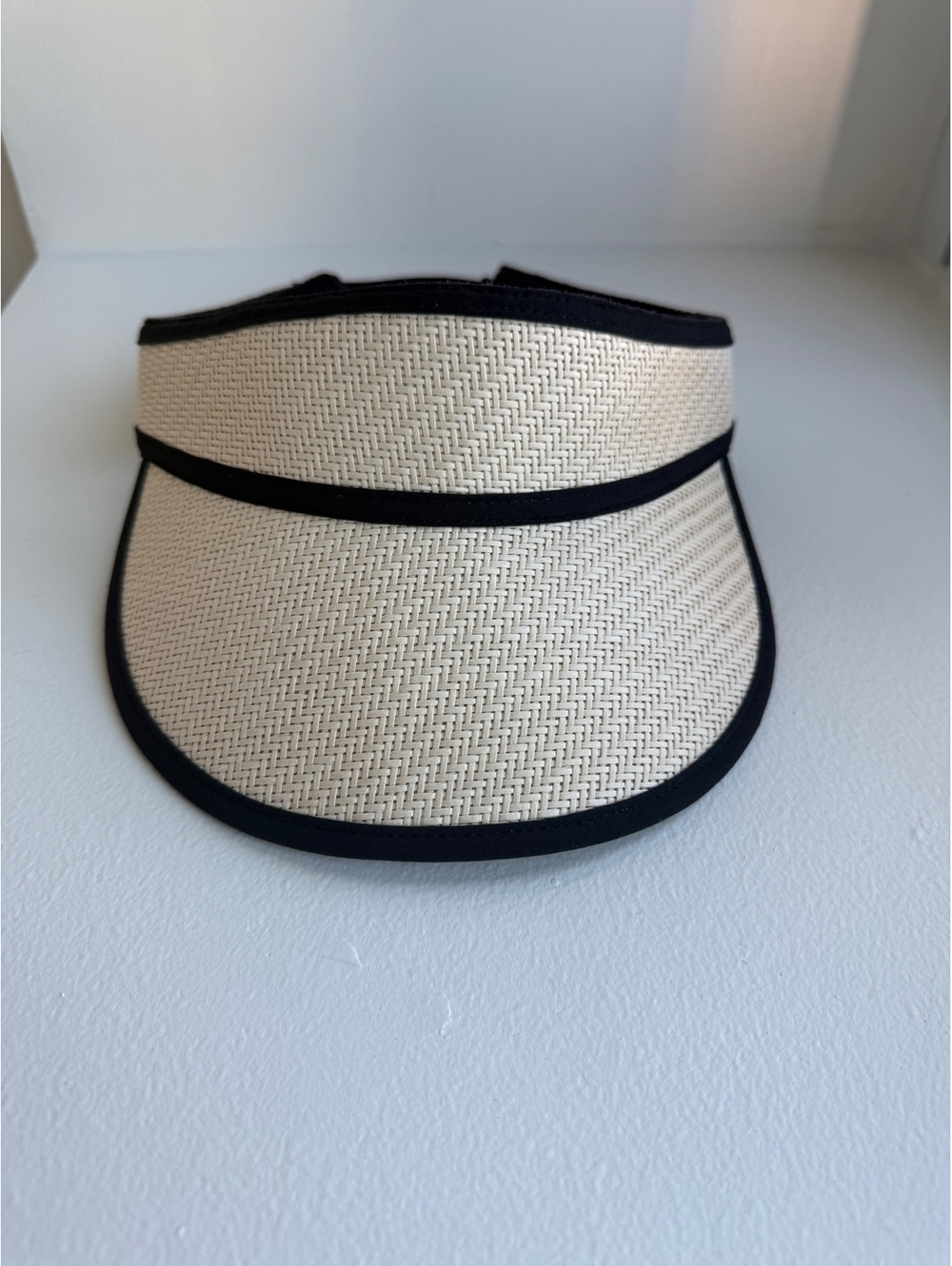 Lululemon Women's Straw Visor Hat with Black Trim & Adjustable Velcro Band